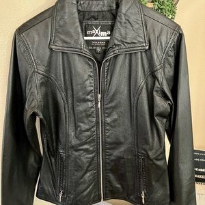 EUC Wilsons Leather Black Zip Up Jacket Size Small
